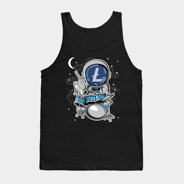 Astronaut Drummer Litecoin LTC Coin To The Moon Crypto Token Cryptocurrency Blockchain Wallet Birthday Gift For Men Women Kids Tank Top by Thingking About